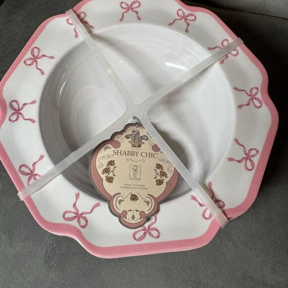 Shabby Chic Valentine Pink Bow Scalloped Bow Set of 4 NEW WITH‎ TAG - Picture 1 of 7